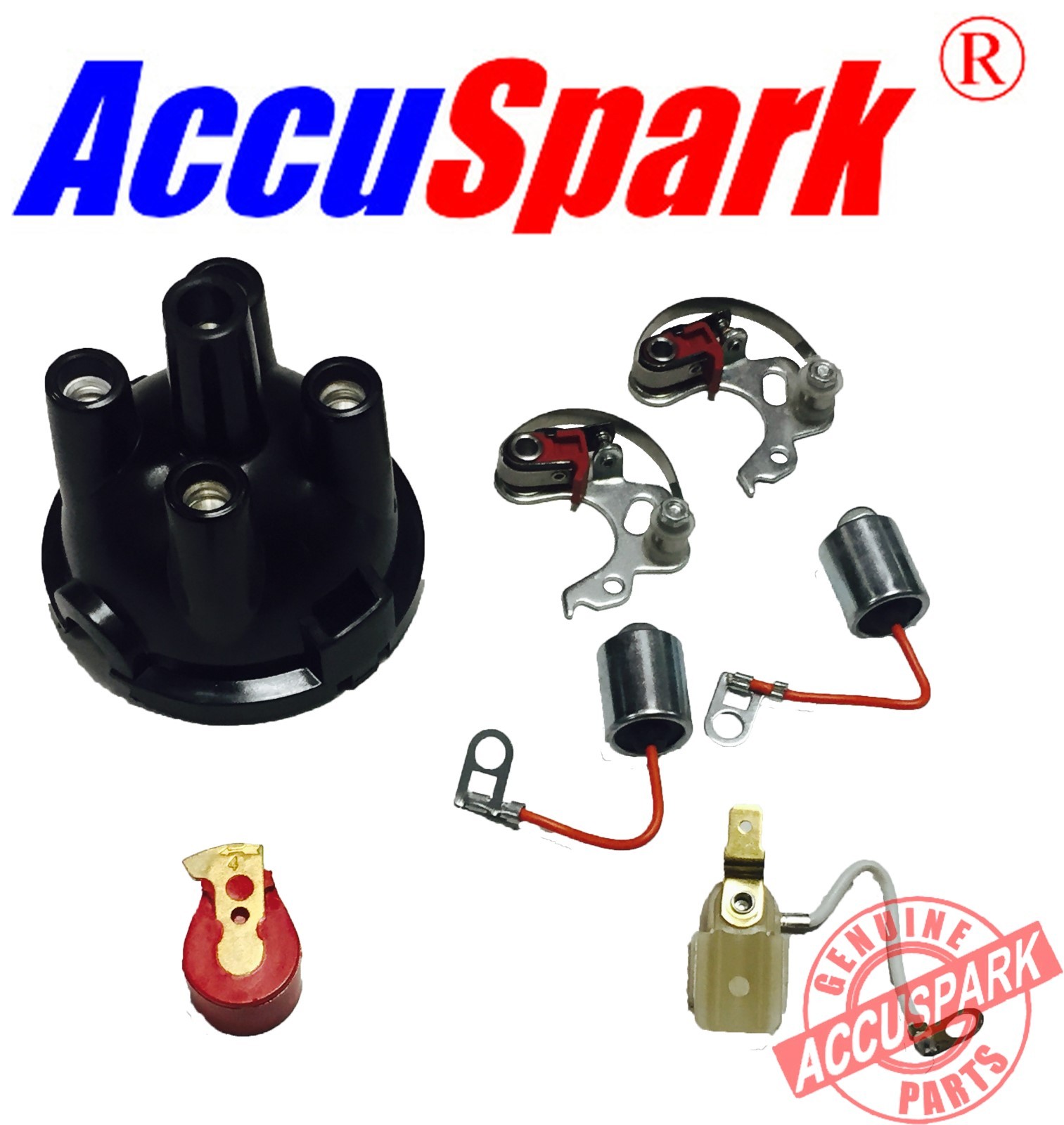 MGB Points,condenser, red rotor arm ,top cap, service kit Lucas 25D Distributor