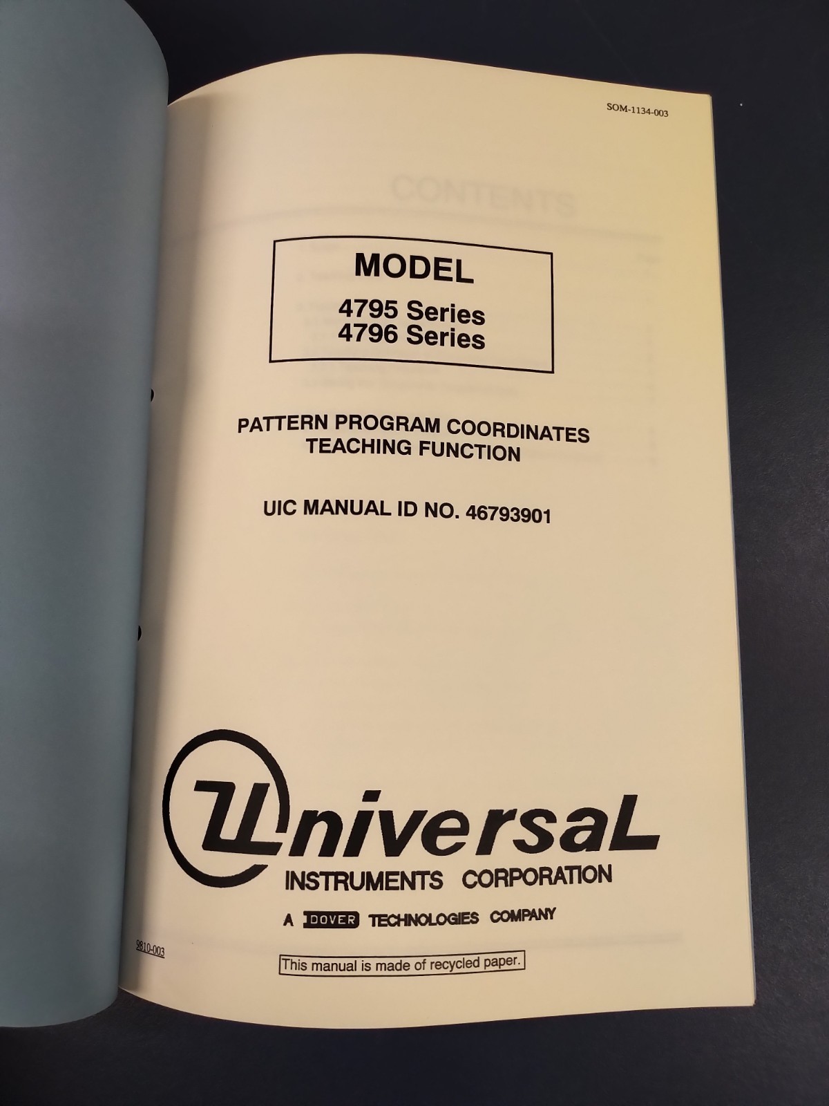 Universal Instruments HSP 4795/96 Pattern Program Coordinates Teaching 46793901