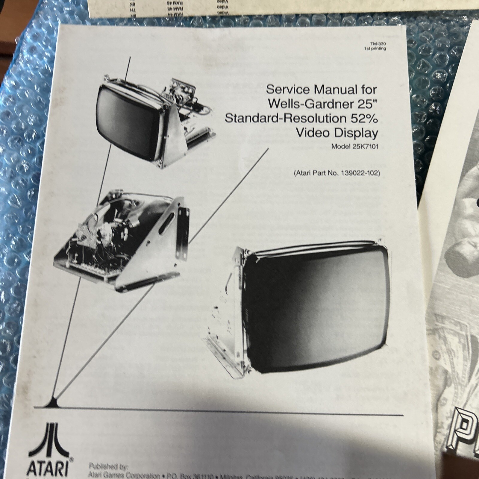 1st print PIT FIGHTER PITFIGHTER with schematics atari arcade video game manual