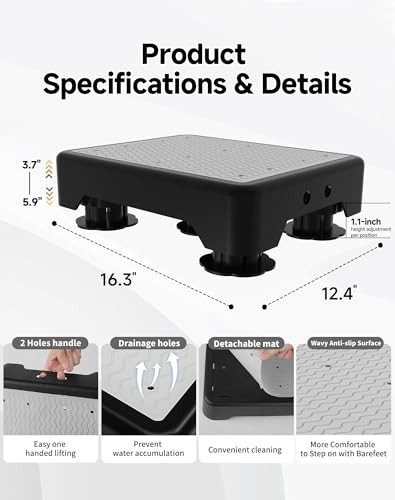Adjustable Noctilucent Step Stool - 600 LBS Capacity, Non-Slip Safety Platform f