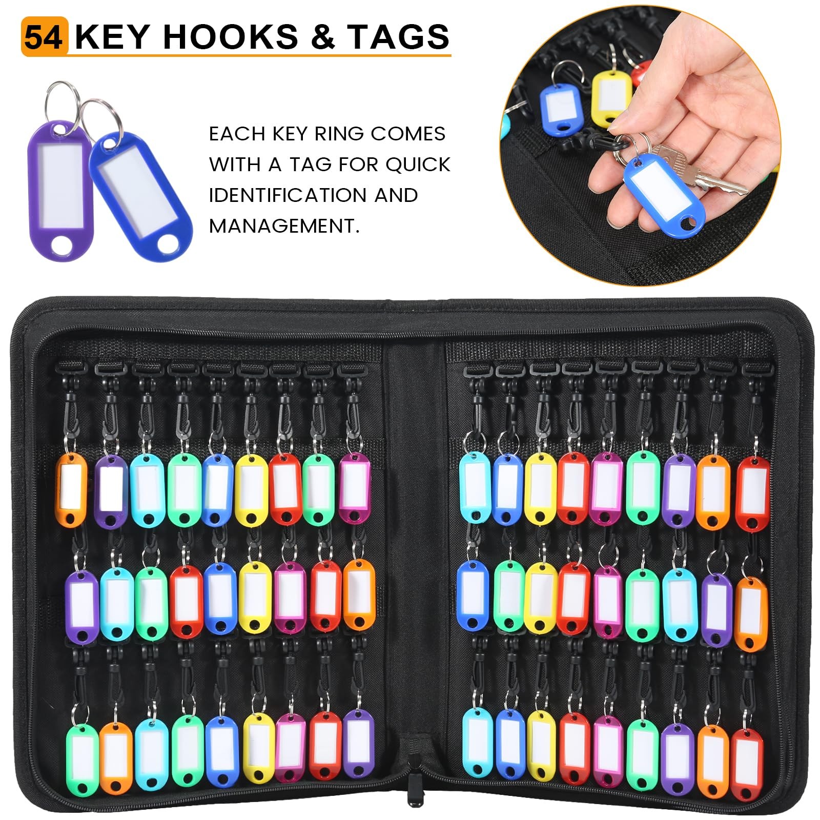 Zippered Key Case Organizer, Waterproof & Fireproof with Handle