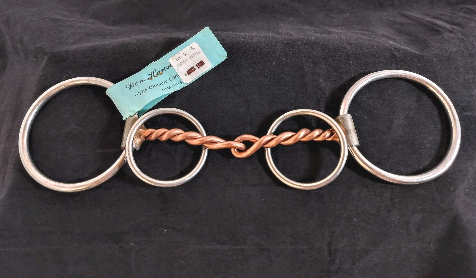 Rare Don Hansen DH 31 Copper Twist Snaffle Bit Horse Mouth 5.5" Loose 4 Ring NOS