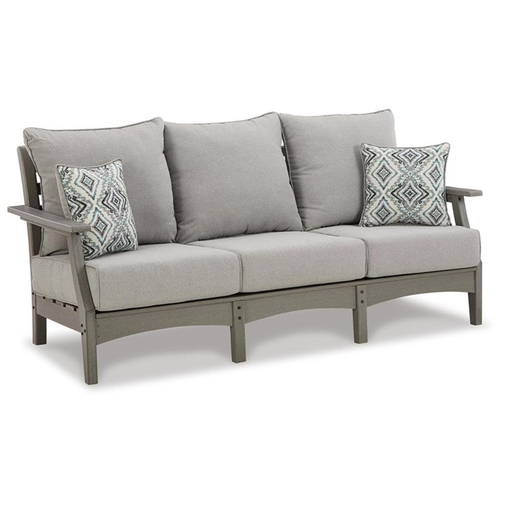 Signature Design by Ashley Visola Outdoor Fabric Sofa with Cushion in Gray