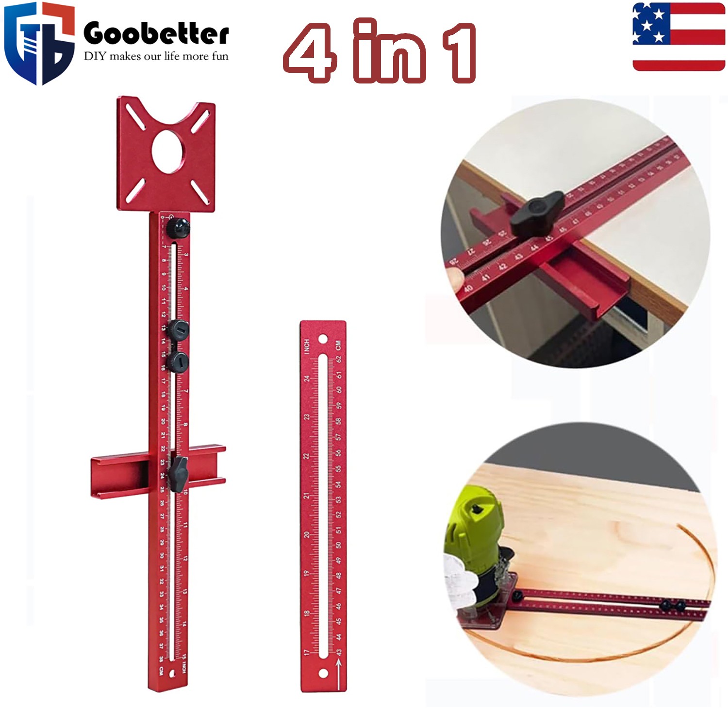 4 in 1 Router Milling Groove Bracket Router Circle Cutting Jig for Woodworking