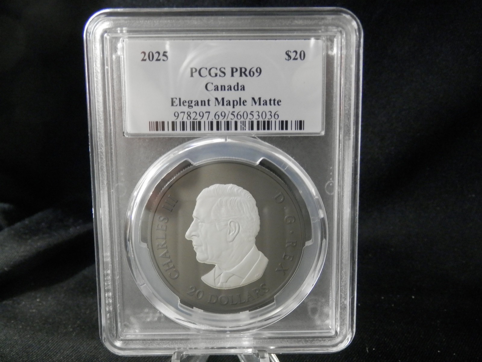 2025 Canada Silver Coin Elegant Maple Matte Black Rhodium Finish PCGS PR70