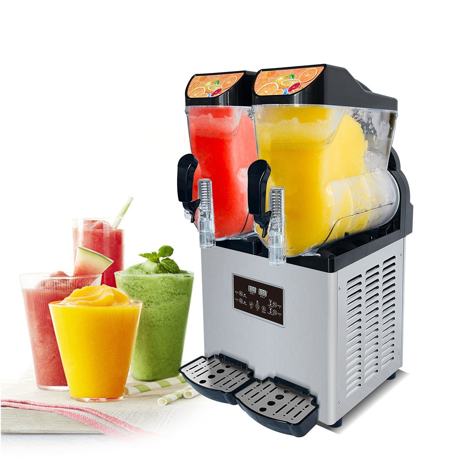 Kolice Commercial 2x15L tanks Slush Machine, Margarita Frozen Drink Machine
