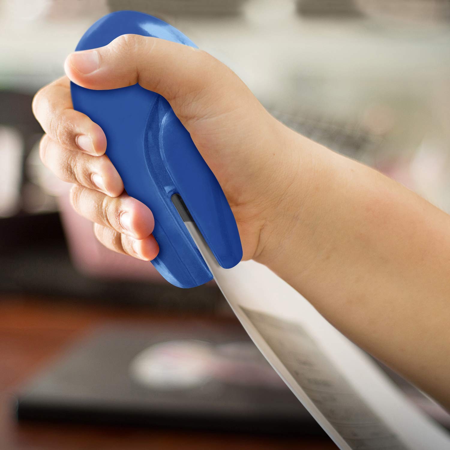 Paper Clinch Compact Staple-Free Stapler, Blue