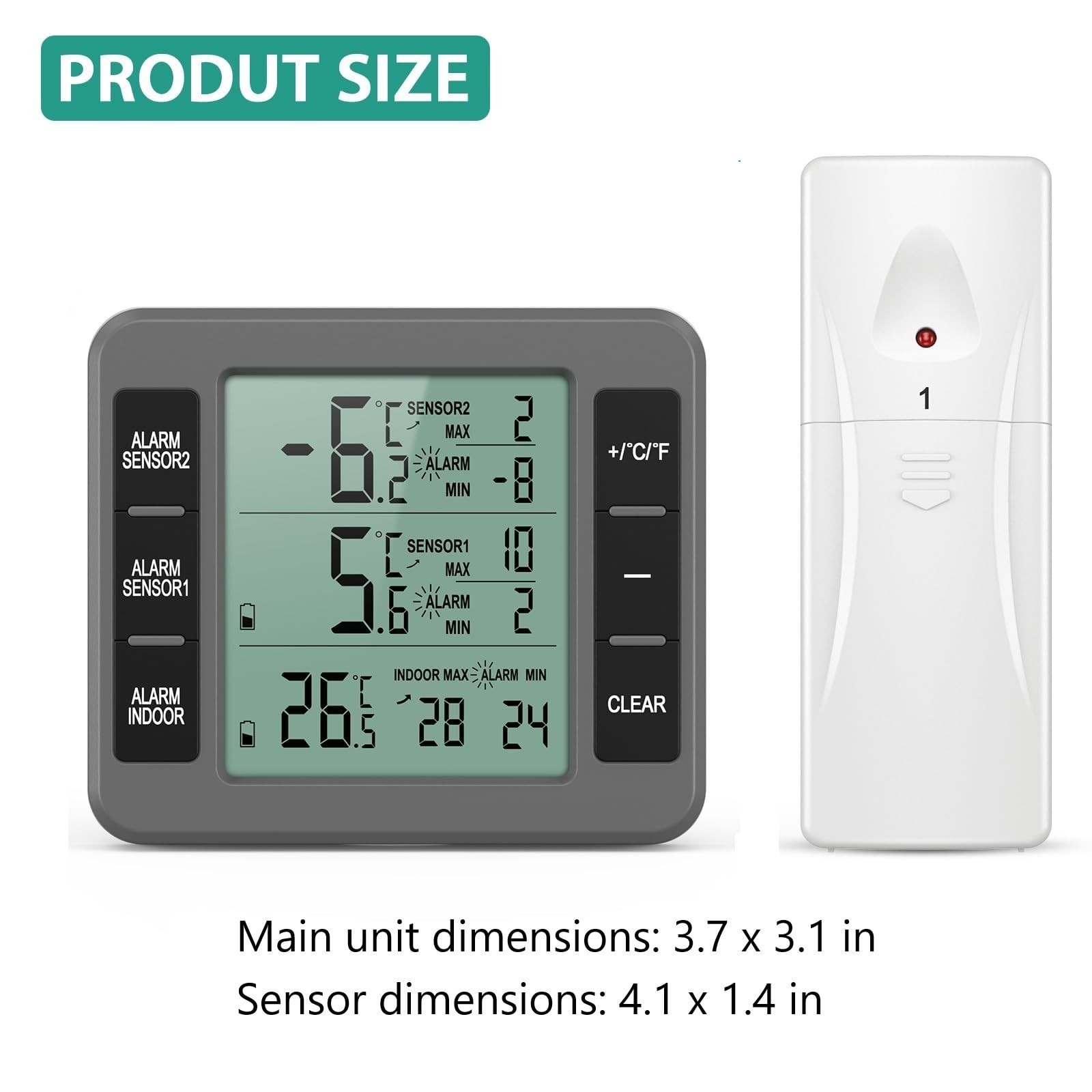 ORIA Refrigerator Thermometer, (New Version) Wireless Digital Freezer Thermom...