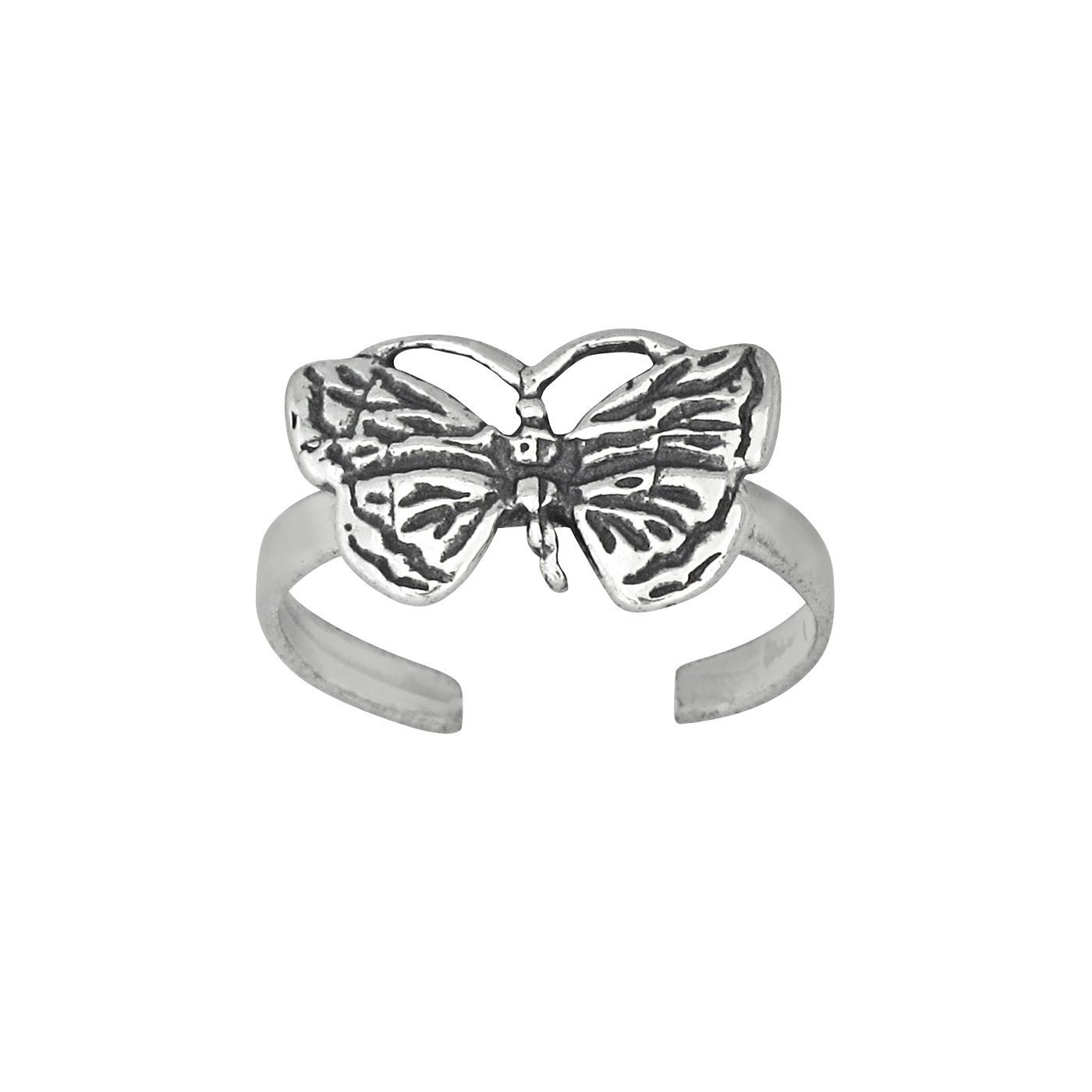Sterling Silver .925 Butterfly Toe Ring adjustable size Oxidized | Made In USA