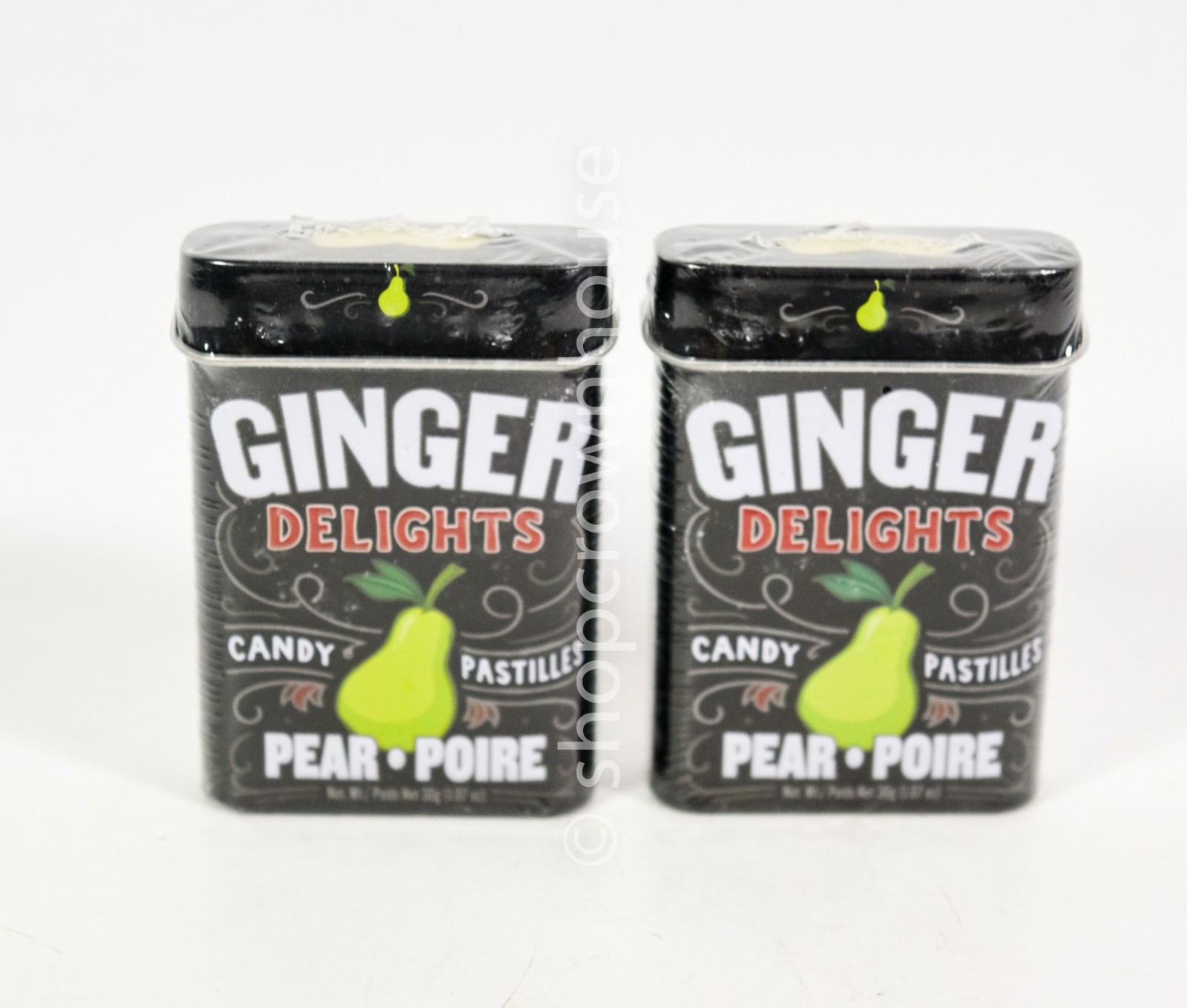 2 Ginger Delights PEAR Candy 1.07oz tin 01/14/2027