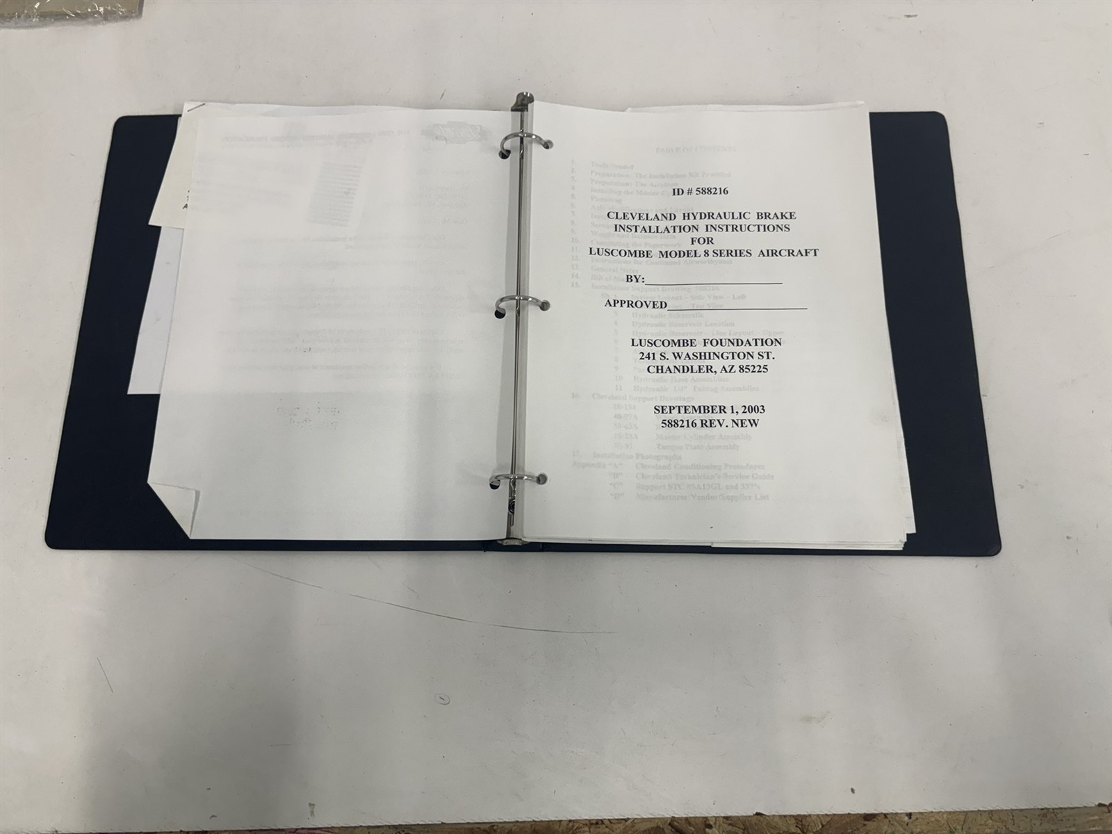 Luscombe 8 Cleveland Hydraulic Brake Installation Instructions Manual