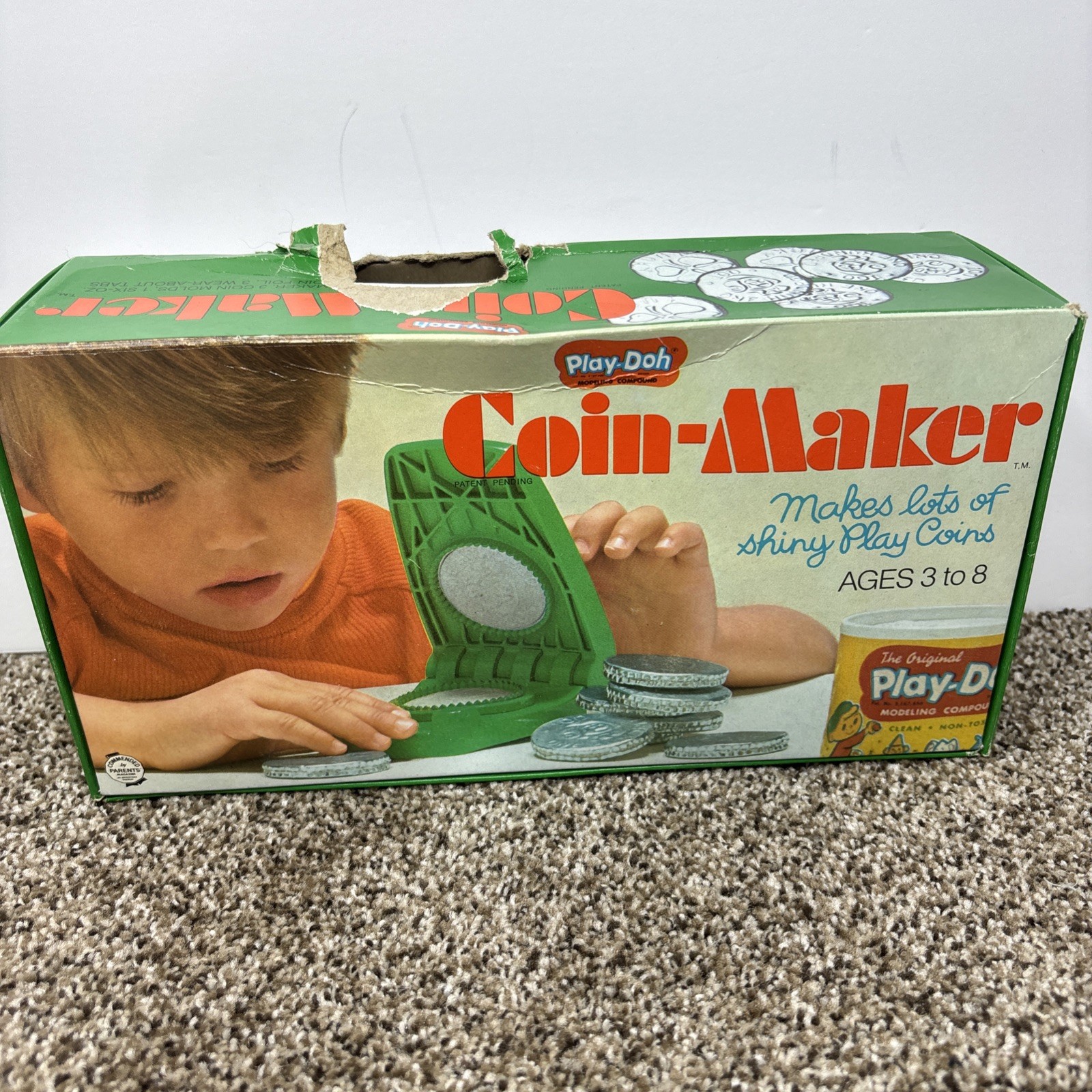 Vintage Play-doh Coin-Maker Press Mold Set Toy Rainbow Craft 3 Coin Molds Foil
