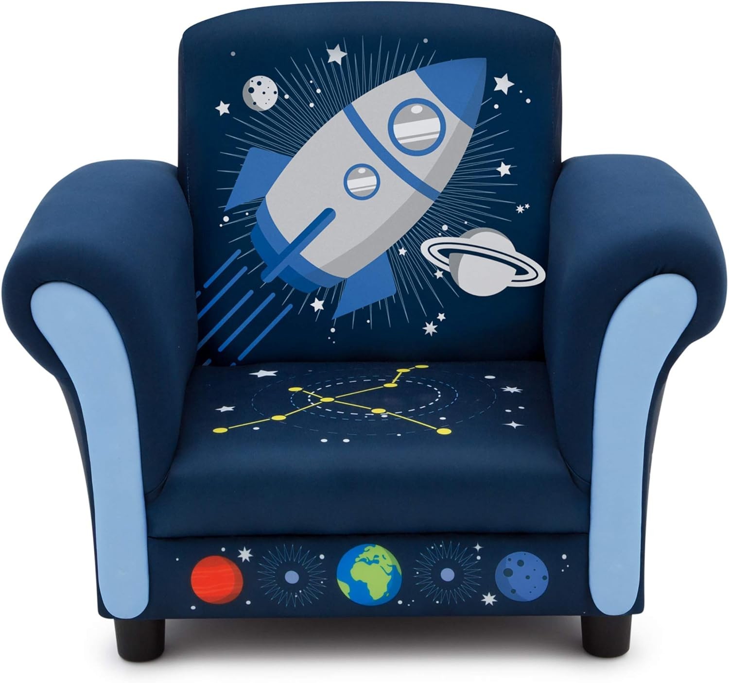 Kids Upholstered Chair Durable Construction Home Living Room Children Chair Blue