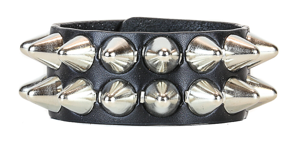 UK77 Conehead Stud Gothic Punk Deathrock Thrash Metal Leather Cuff Bracelet