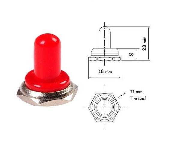 TOGGLE SWITCH WATERPROOF RED RUBBER BOOT GUARD OR COVER WITH HEX NUT