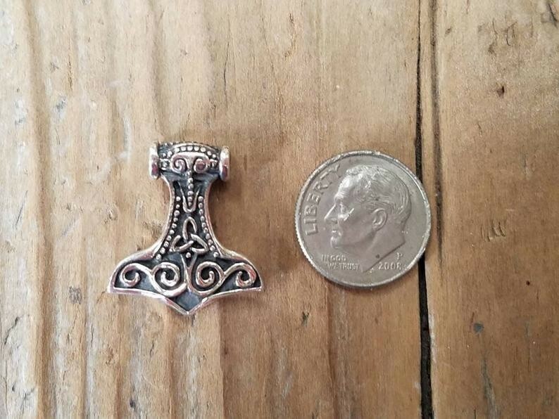 Celtic Thor's Hammer Sterling Silver Charm, Viking Charms