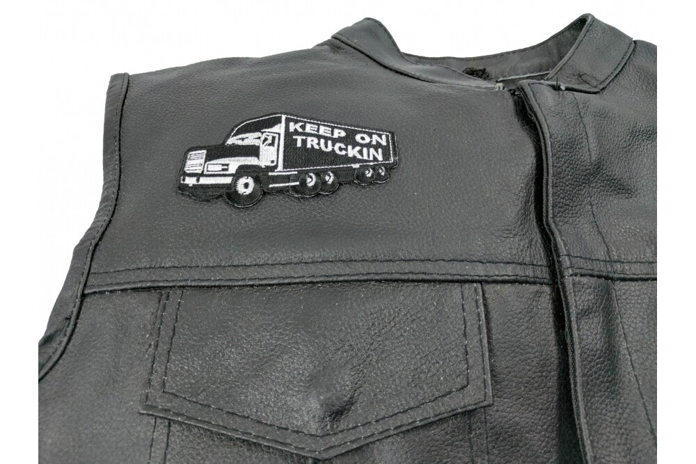 Embroidered Patch (Iron-On), Keep On Trucking (Tractor Trailer Trucker), 4" x 2"
