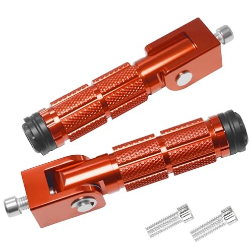 Motorcycle M8 Foot Pegs 90 Degree Foldable Bike Pegs CNC Anti Type B Orange