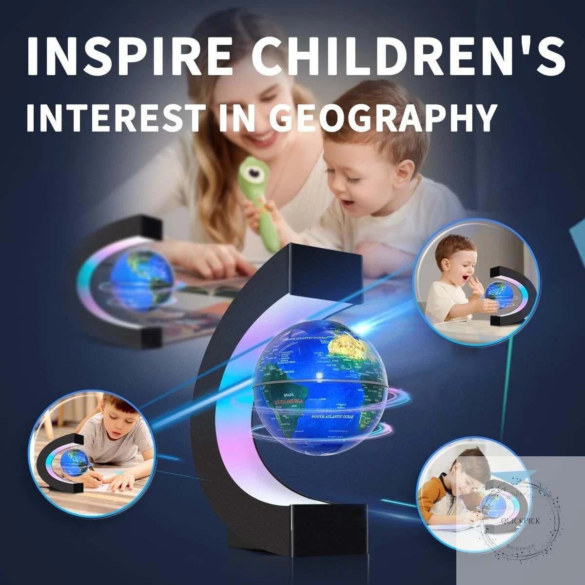Magnetic Levitating Floating Globe with LED Lights, Cool Gadgets C Frame Globe