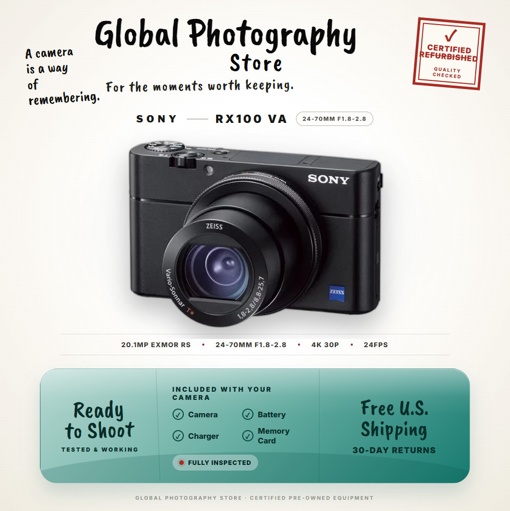 Sony CyberShot RX100 VA DSC RX100M5A 20.1MP 4K Video 24-70mm ZEISS Lens