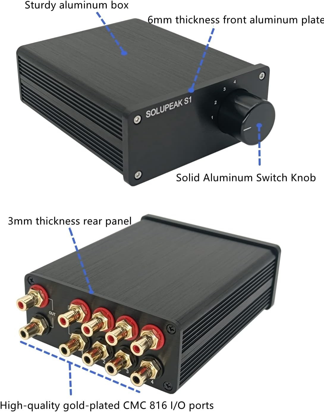 Solupeak 4-Way RCA Stereo Audio Switch Box