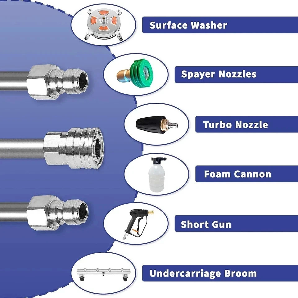 60" Pressure Washer Wand Extension 1/4" Quick Connect Stainless Steel 2-PACK