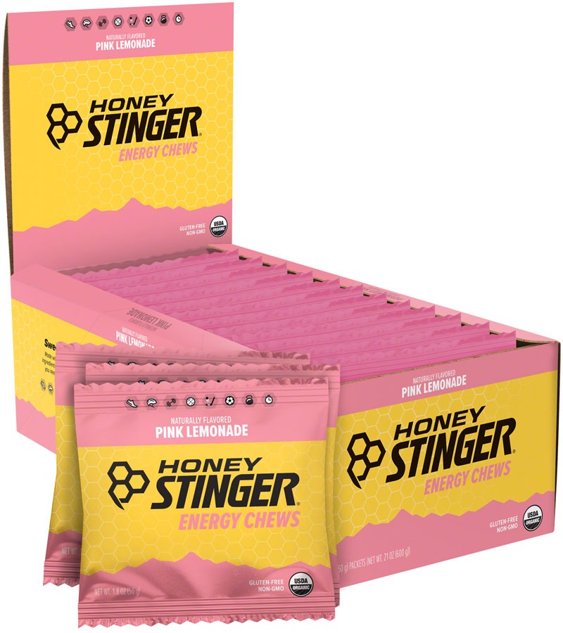Organic Pink Lemonade Energy Chews - Gluten-Free, USDA Certified Vegan, 12-Pack