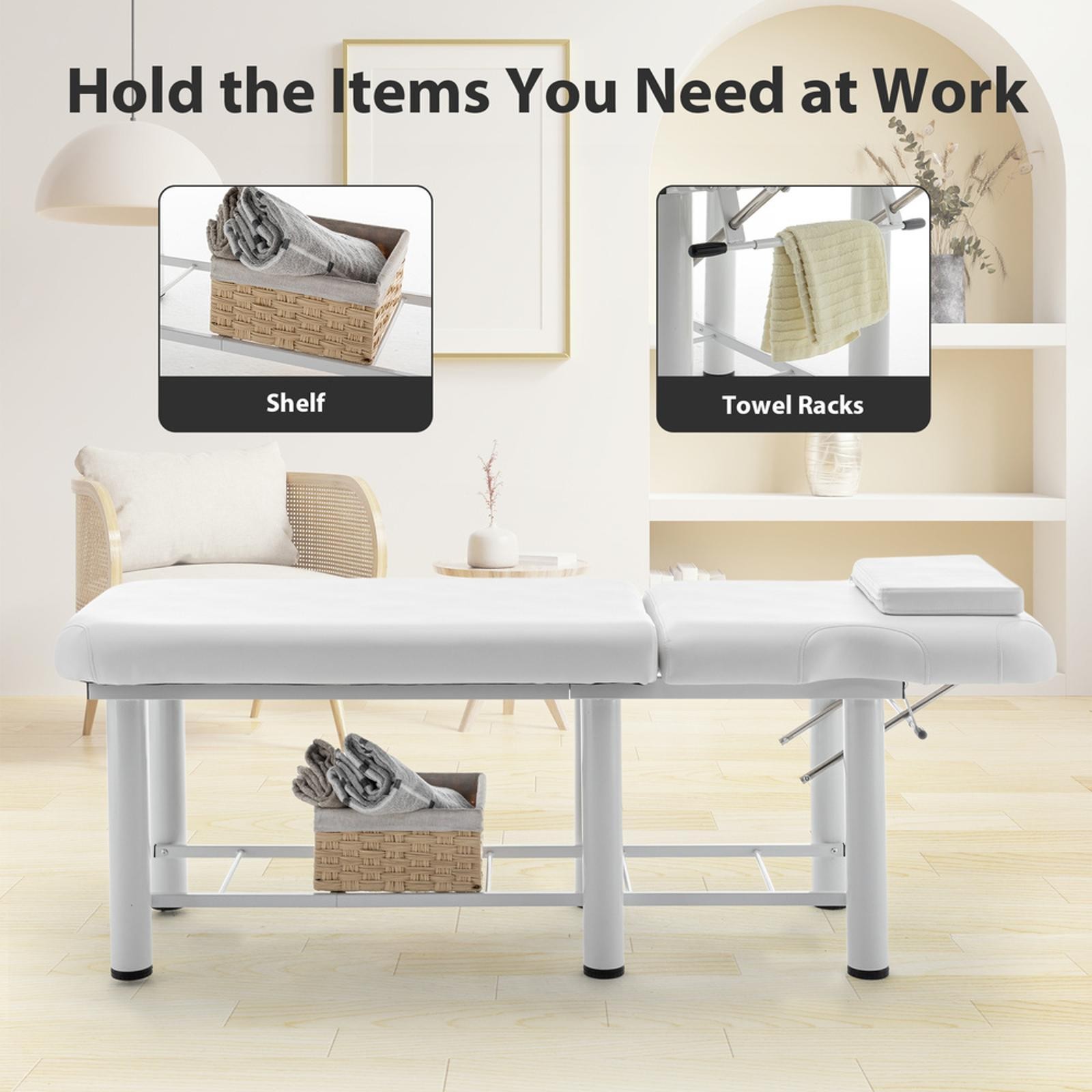 Professional Adjustable Massage Table with Memory Foam, Removable Headrest &