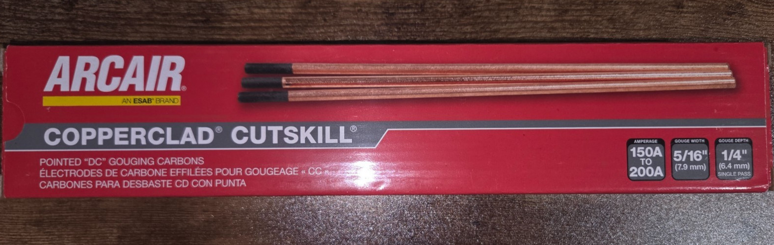 ARCAIR 22033003C 3/16" X 12"Copperclad CutSkill Air Carbon Electrode, 50/BOX