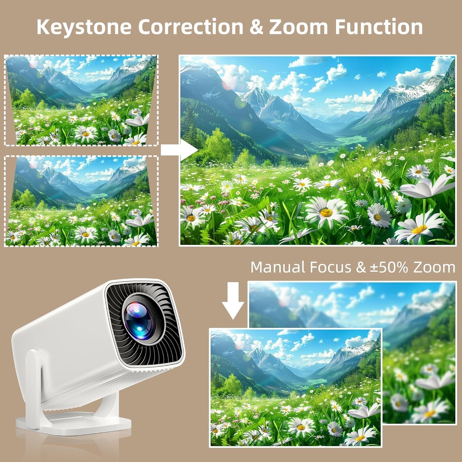 Lightweight Mini Projector with Built-in Speaker & Electric Keystone Correction