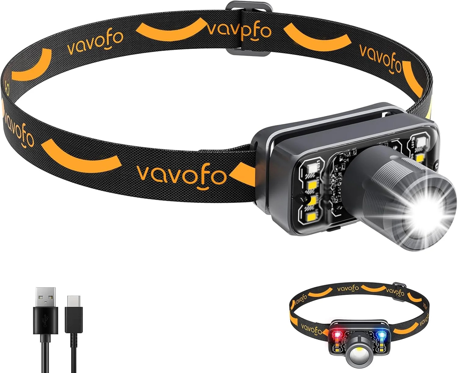 LED Headlamp Flashlight, 500 Lumen Rechargeable Waterproof Outdoor Headlight wit