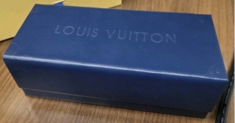 LOUIS VUITTON Empty Sunglasses Case +Outer Case +Magnetic Navy Blue Box+ Bag!