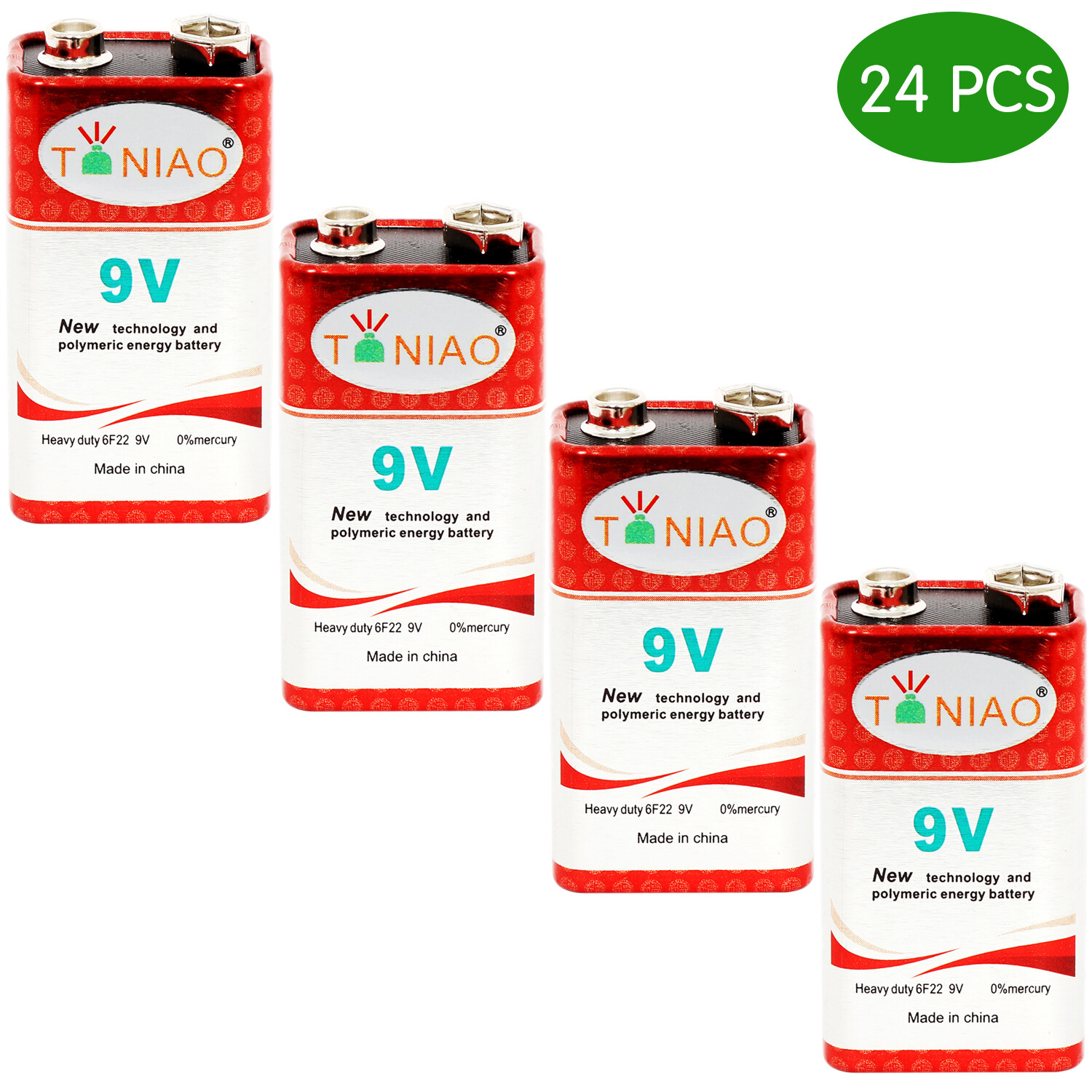 24 PCS 9V 6F22 9V Heavy Duty Batteries Zinc Carbon Battery - Free USA shipping