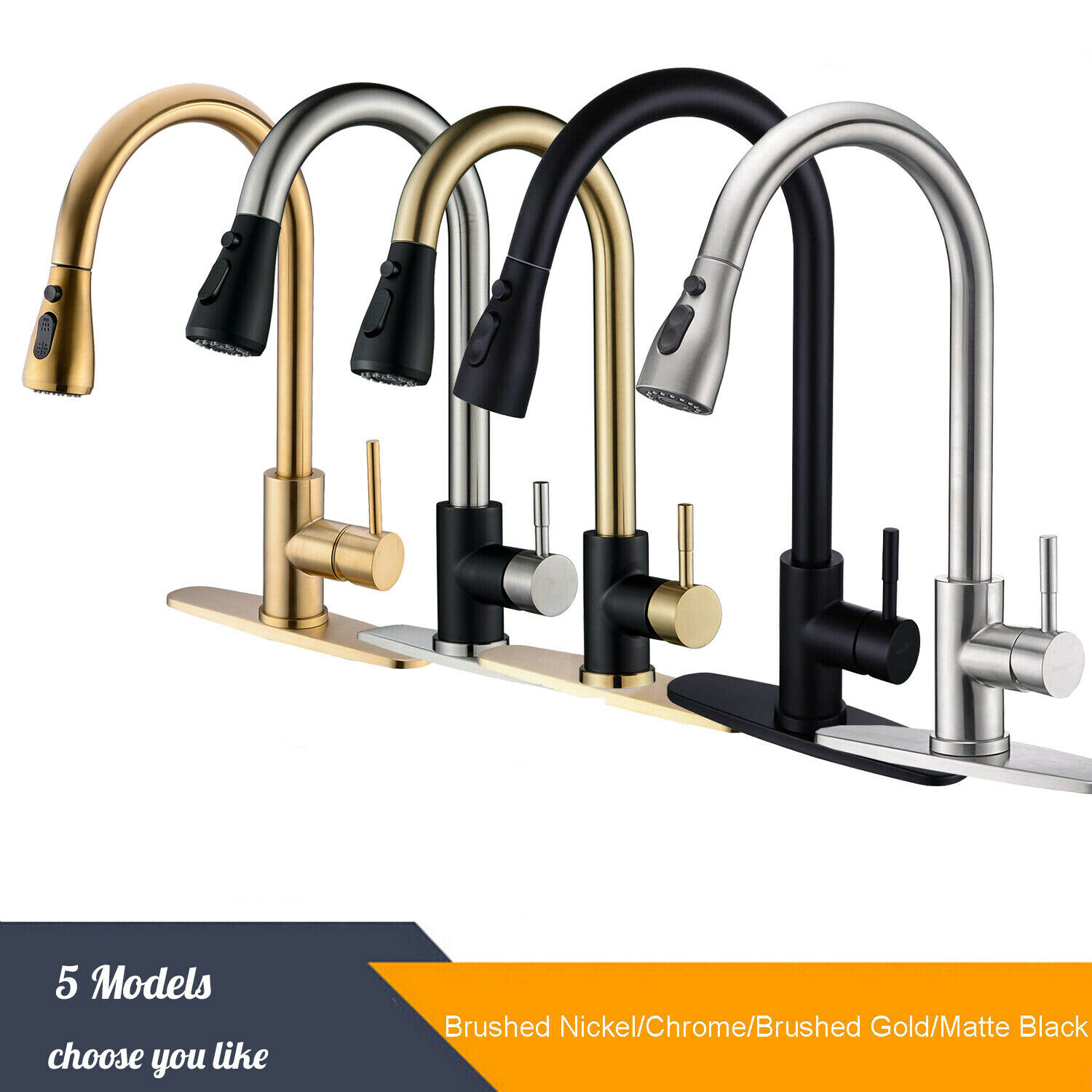 Kitchen Sink Faucet Stainless Steel Single Handle Pull Out Sprayer Kitchen Sink