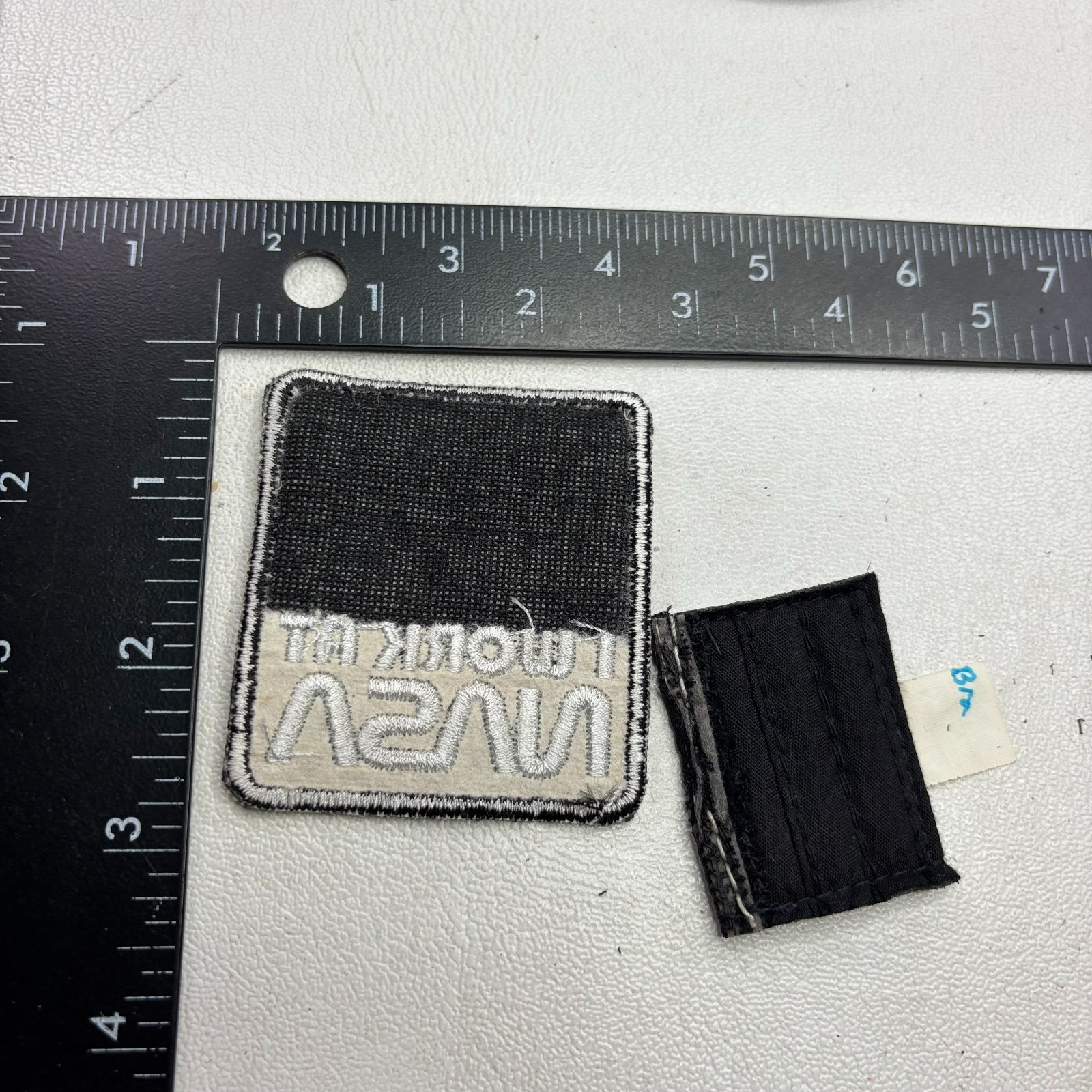 2 Pieces Cut-From-Hat I WORK NASA Patch + BUZZ ALDRIN Label / Tag 57SQ