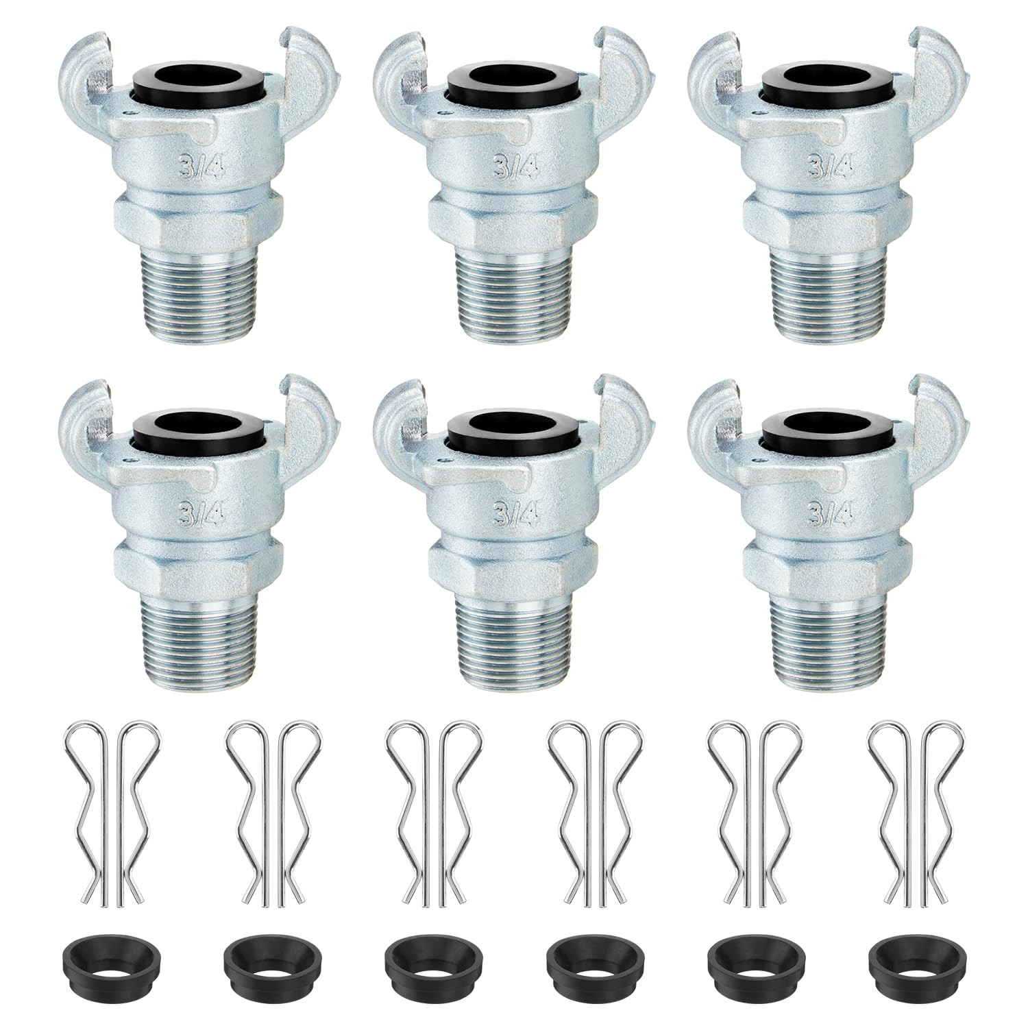 6PCS 3/4'' NPT Iron Air Hose Fitting, Universal Coupling Chicago Fitting 3/4'...
