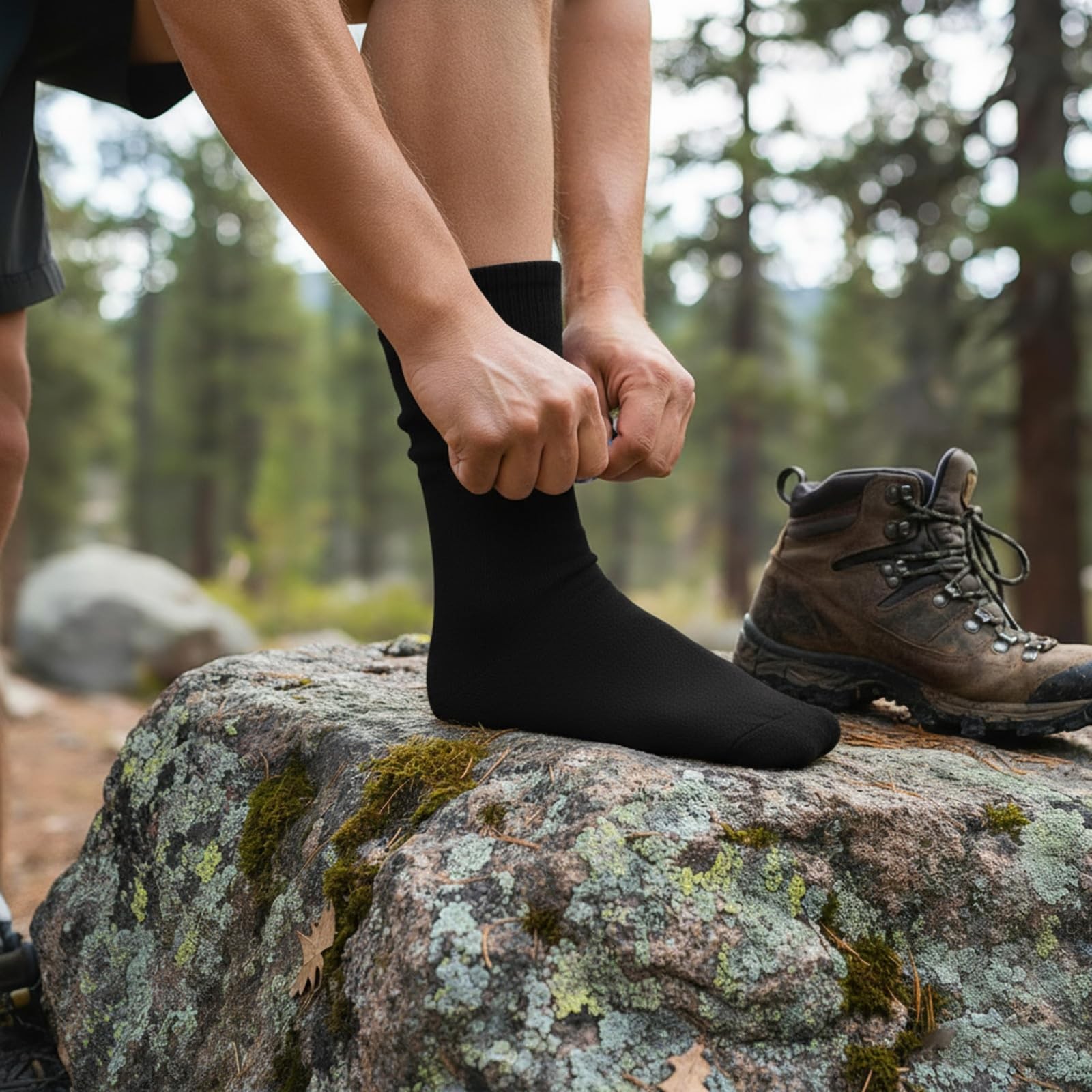 4 Pairs Mens Liner Socks Ultra-lightweight Warm Hiking Liners Mid Calf Sweat ...