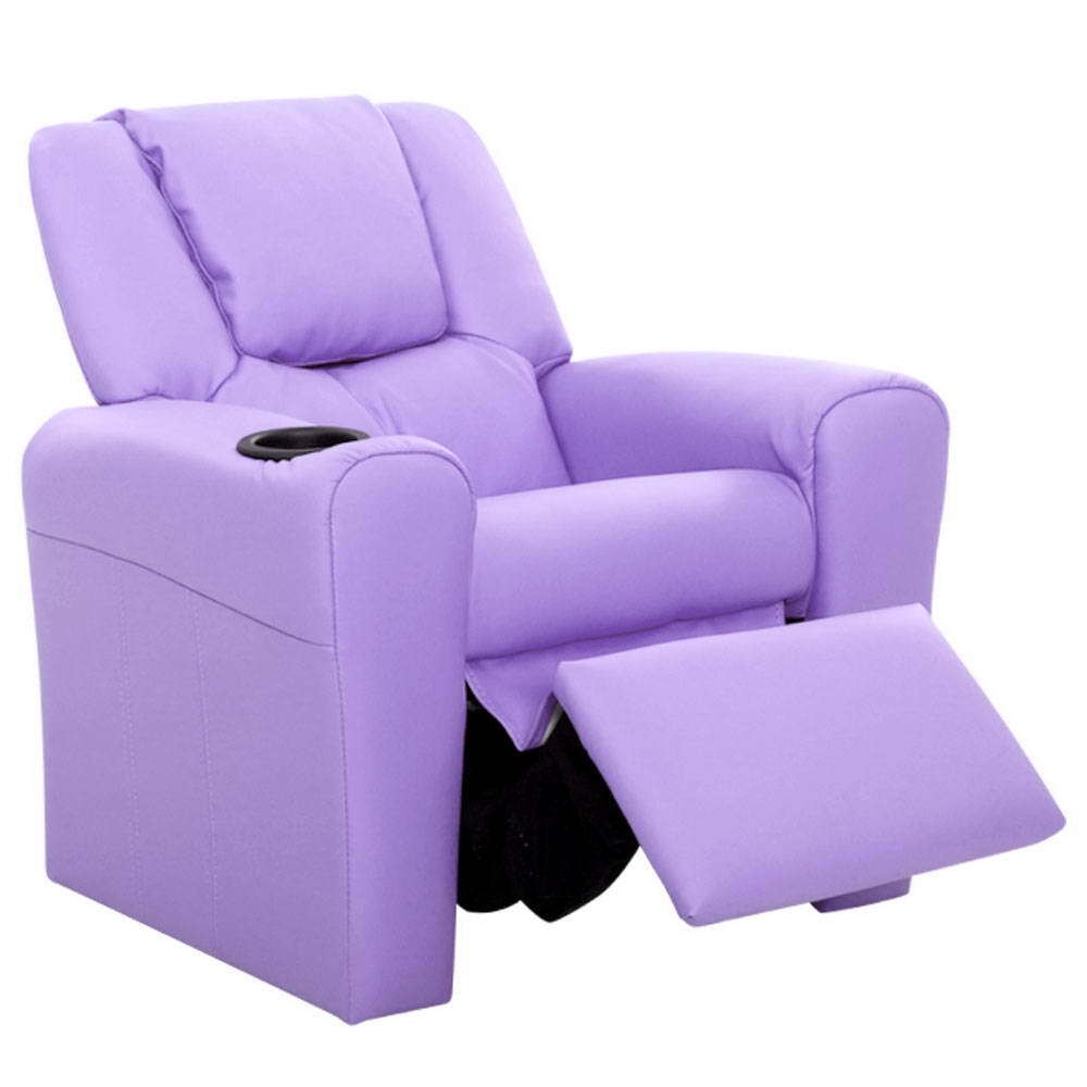 NNEDSZ Kids Recliner Chair Purple PU Leather Sofa Lounge Couch Children Armchair
