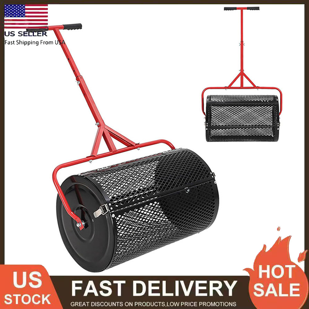 Compost Spreader Peat Moss Spreader 24" Wide with Handle for Planting Seeding