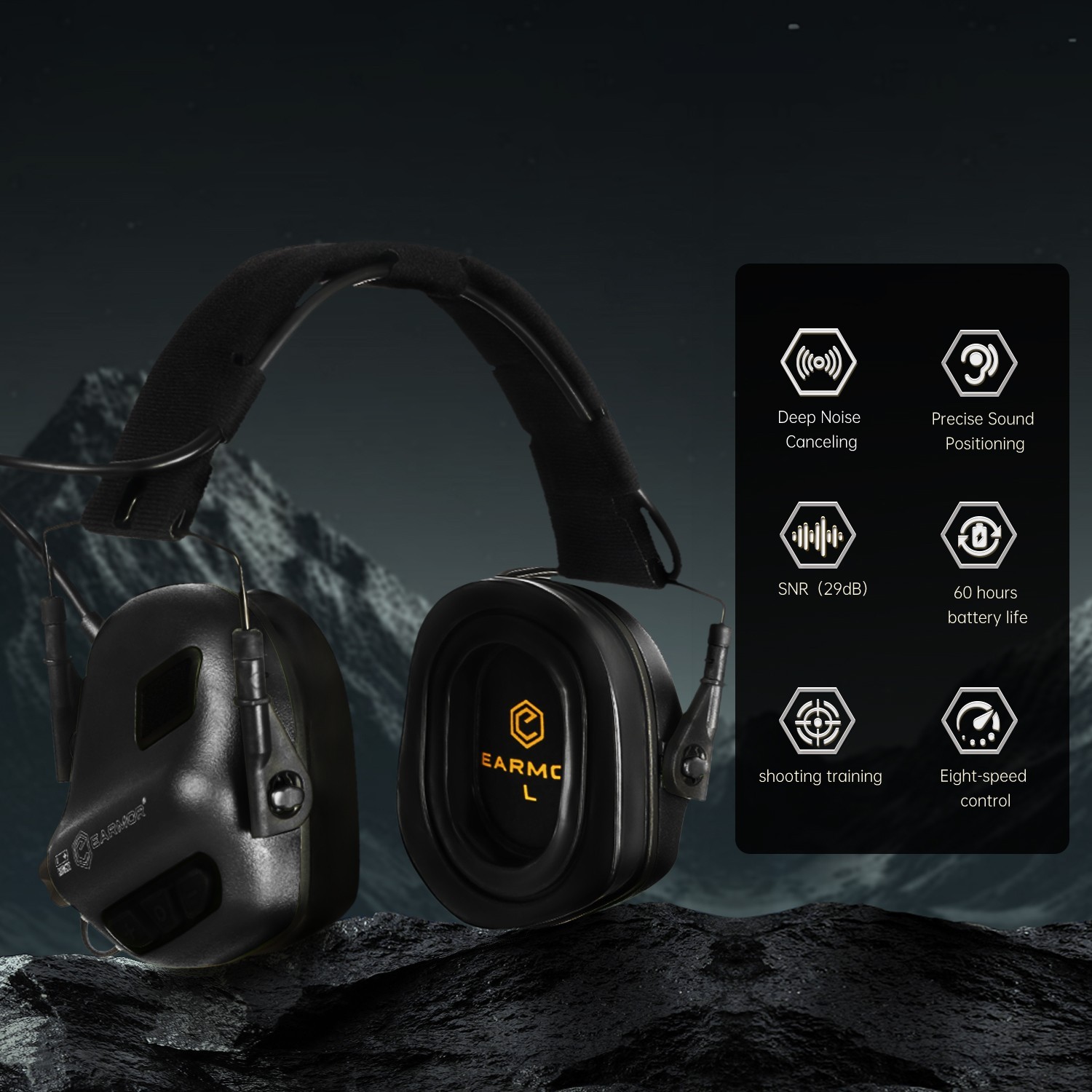EARMOR M31 PLUS Electronic Shooting Ear Protection Earmuffs for Gun Range Black