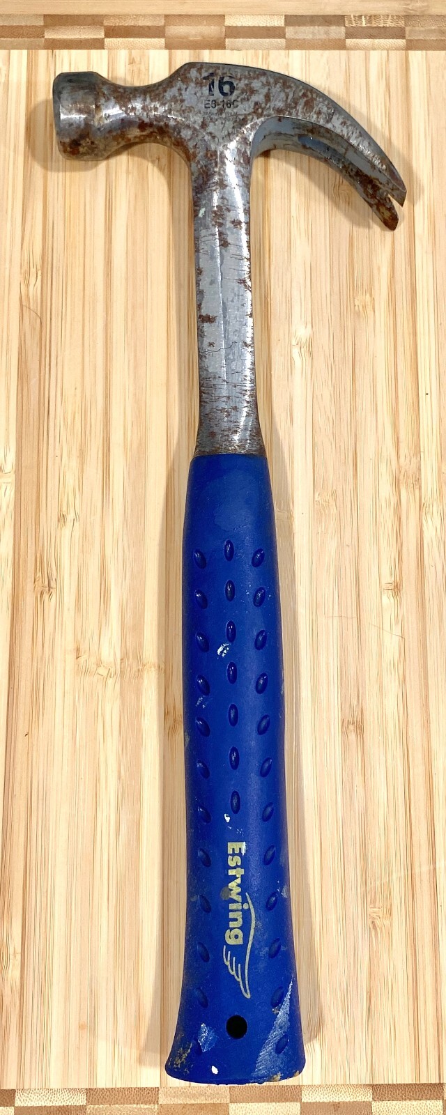 Vintage Estwing E3-16C Curved Claw Hammer 16 oz Blue Nylon Grip USA Made – Used