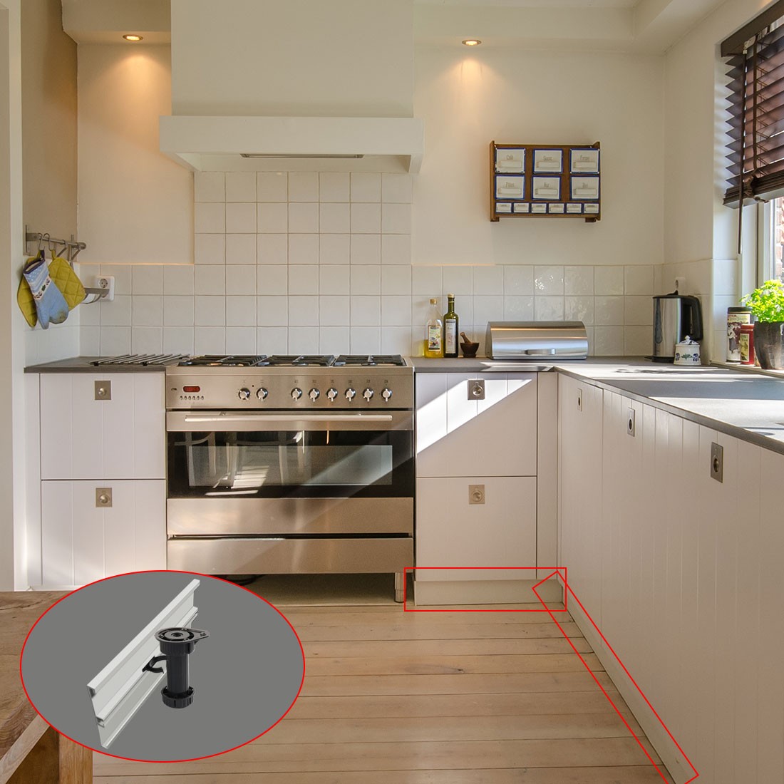4pcs PP Adjustable Kitchen Legs Feet Height(Total:100-145mm) x 43mm Dia