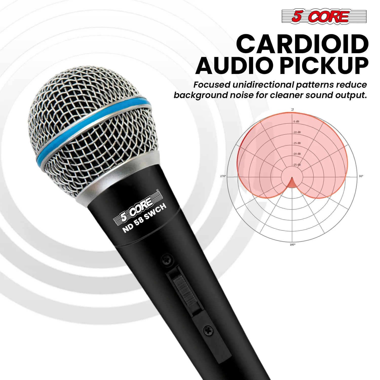 5 Core Professional Dynamic Karaoke Singing Microphone XLR Wired Microfono