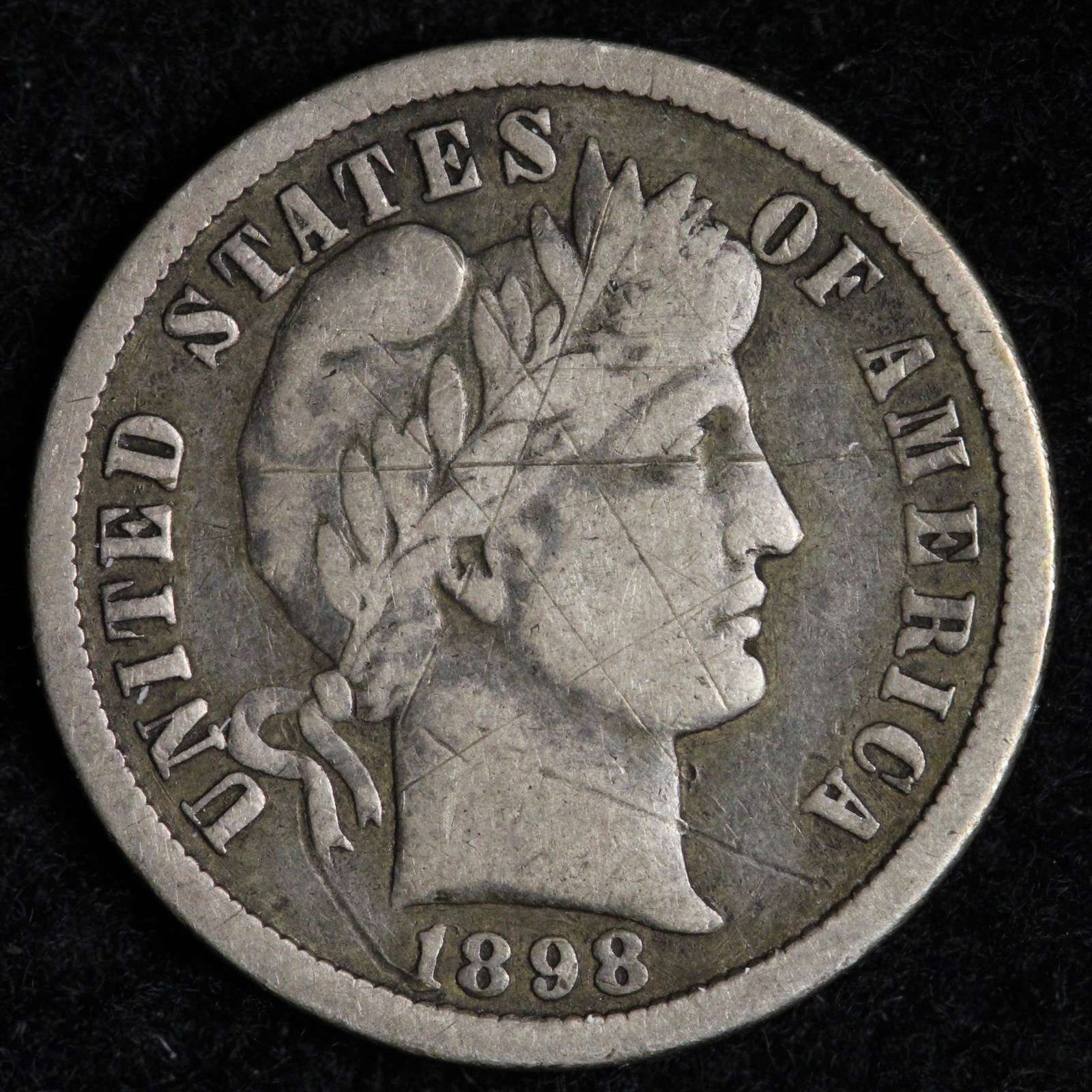 1898-O Barber Silver Dime VF E321 GXCS