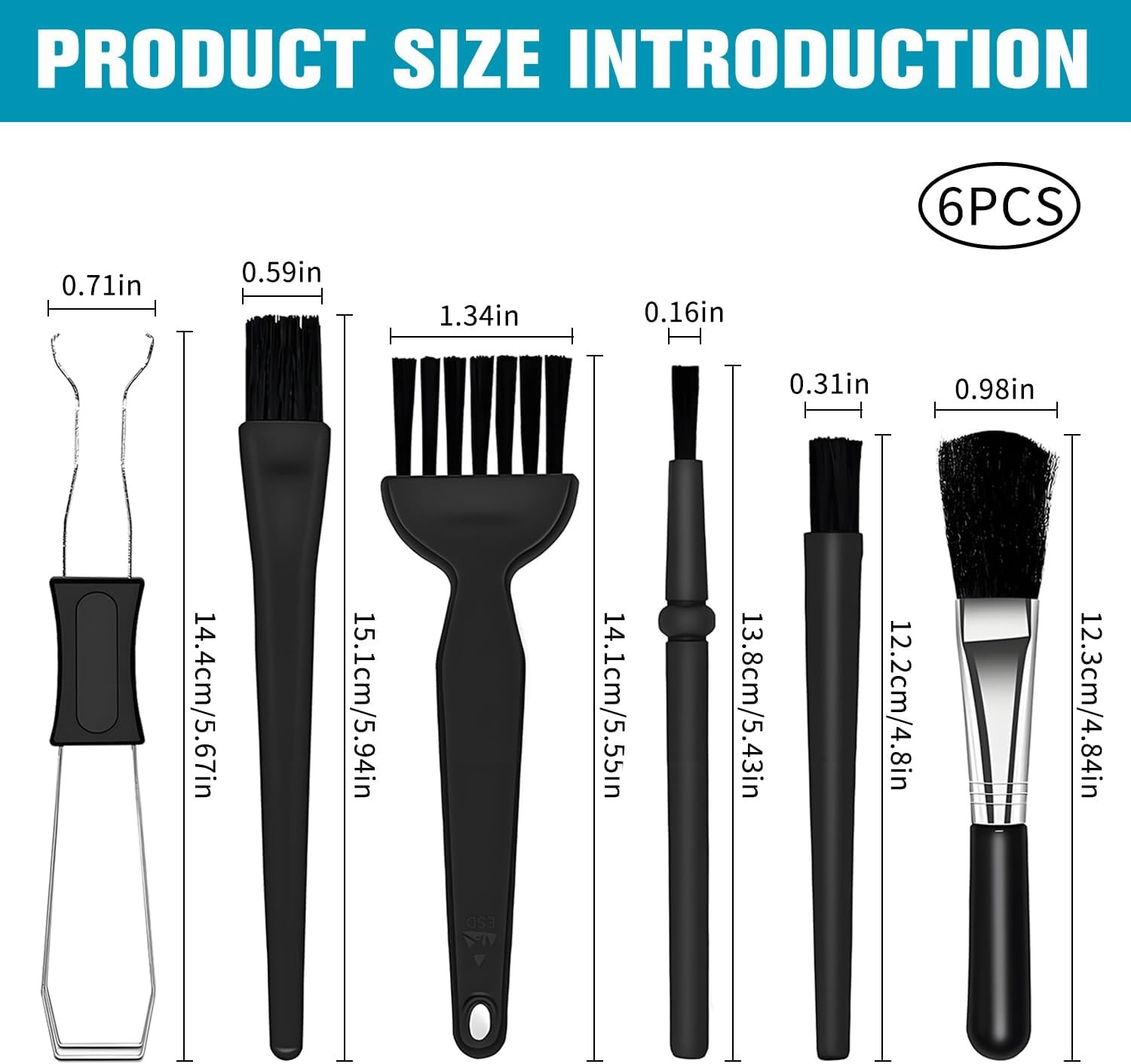 6PCS Keyboard Brush Cleaner Kit with Keycap Puller & Switch Puller, PP Handle Ny