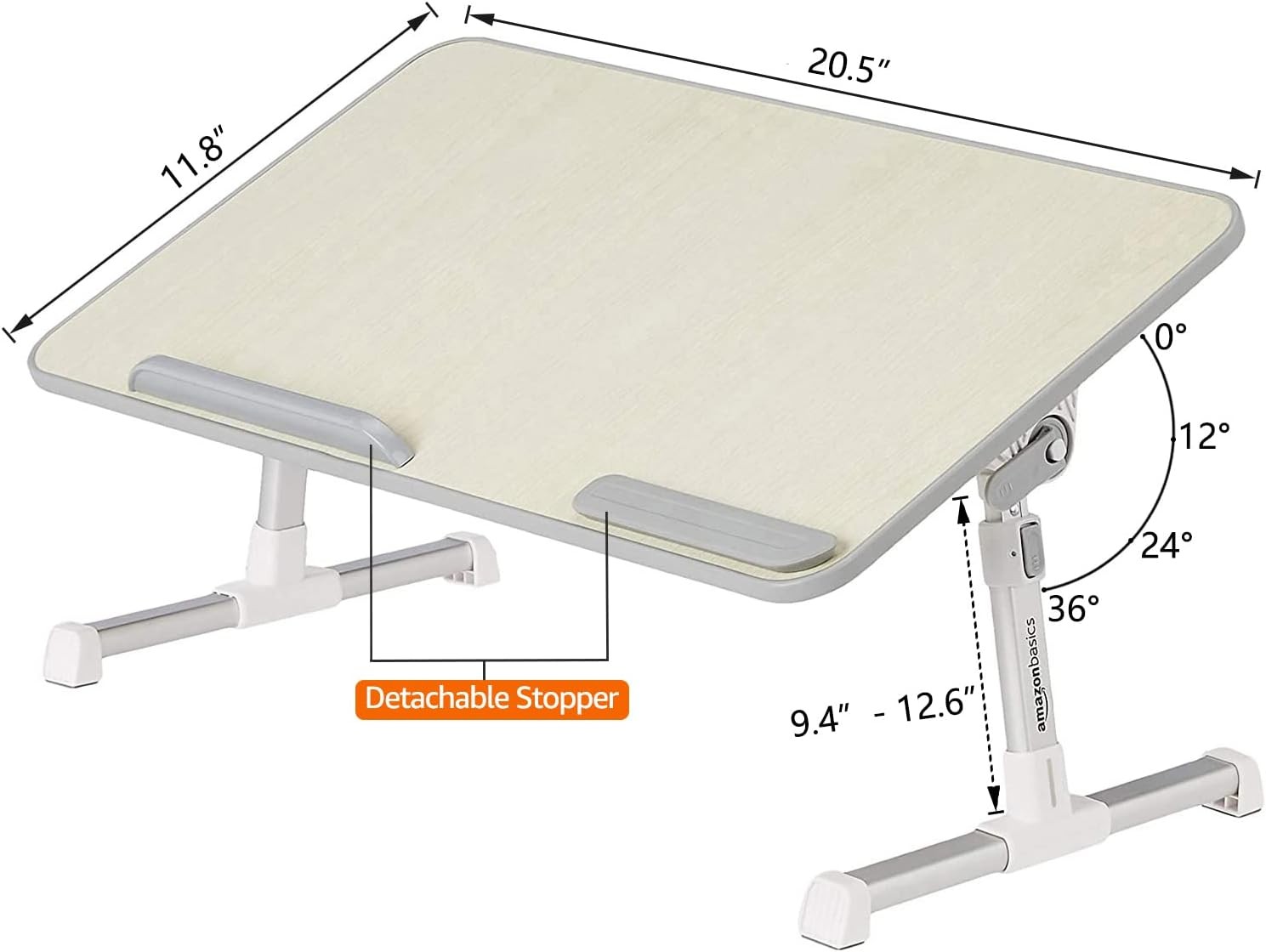 Amazon Basics Adjustable Tray Table Lap Desk Fits up to 17-Inch Laptop, Medium,
