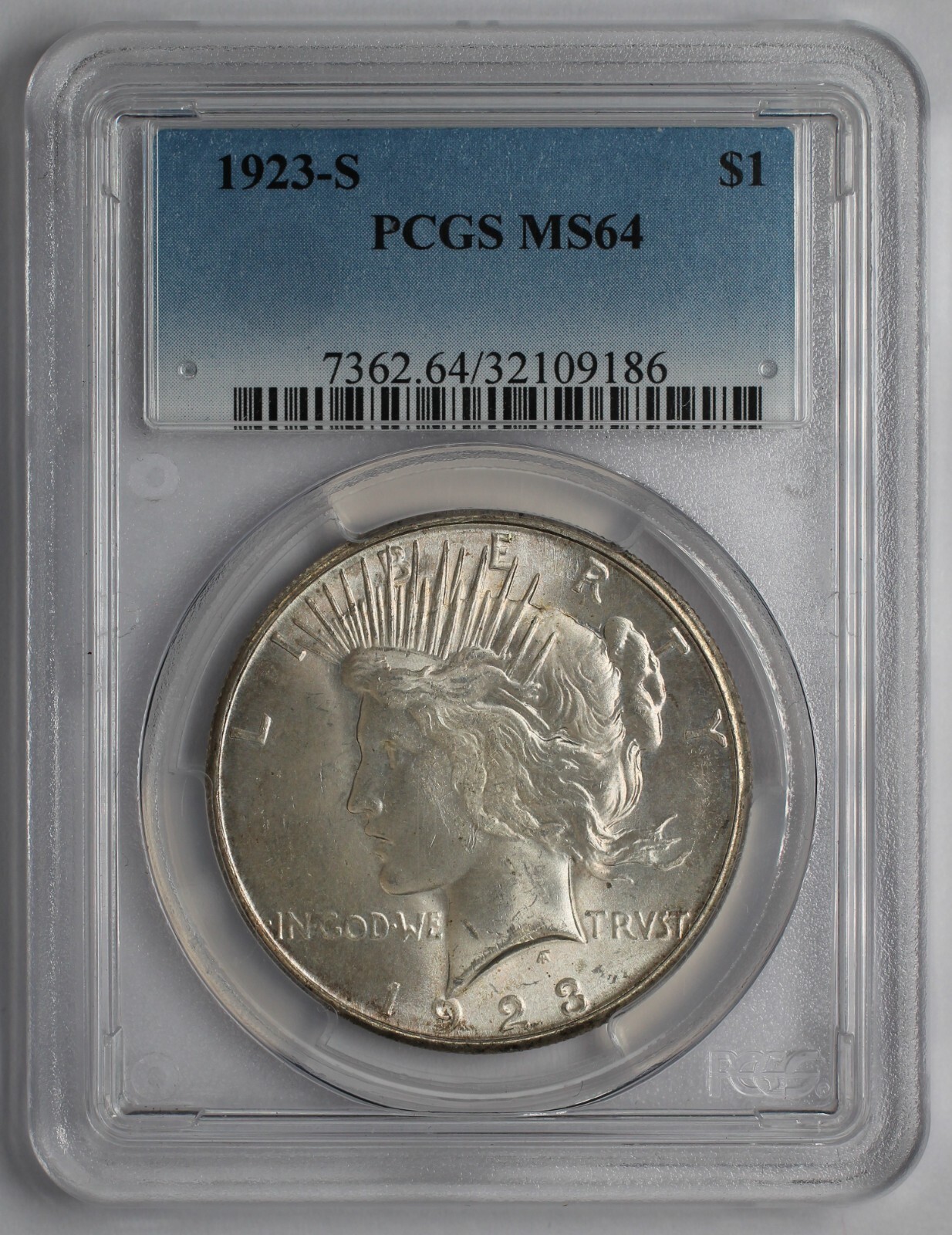 1923 S Peace Silver Dollar PCGS MS64