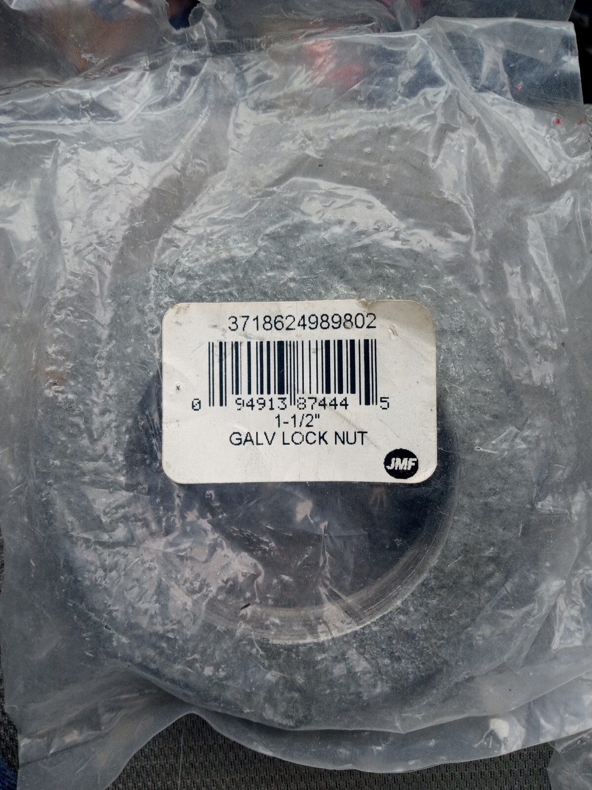 1-1/2-In. JMF Brand Galvanized Lock Nut - 3718624989802