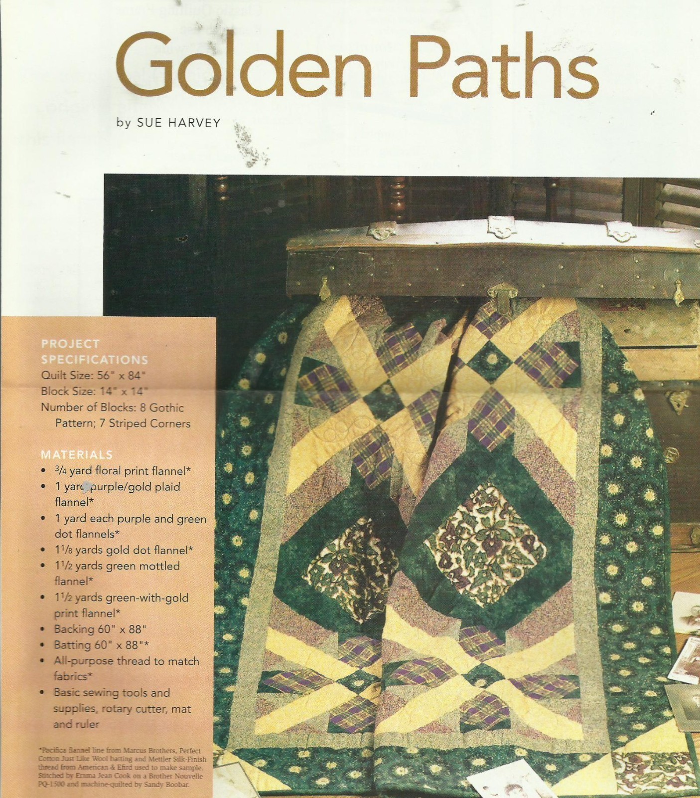 D0016 GOLDEN PATHS  QUILT PATTERN/INSTRUCTIONS