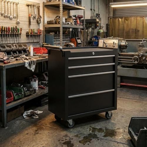 Professional 24 Inch 5-Drawer Tool Chest on Wheels, 24in 5 Drawers Black
